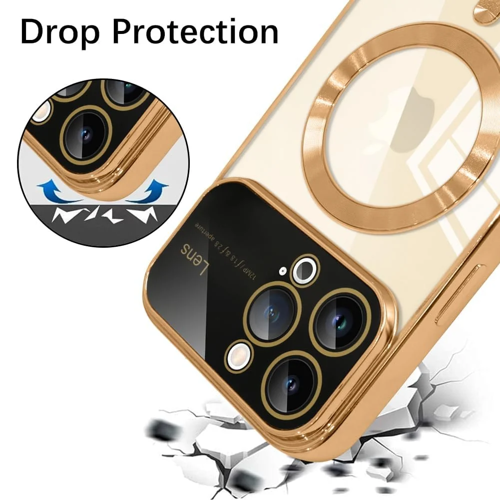DL3 Mobilak Clear MagSafe-Compatible Magnetic Case for iPhone 11 6.1 Inch with Camera Protection and Shockproof Design - Gold