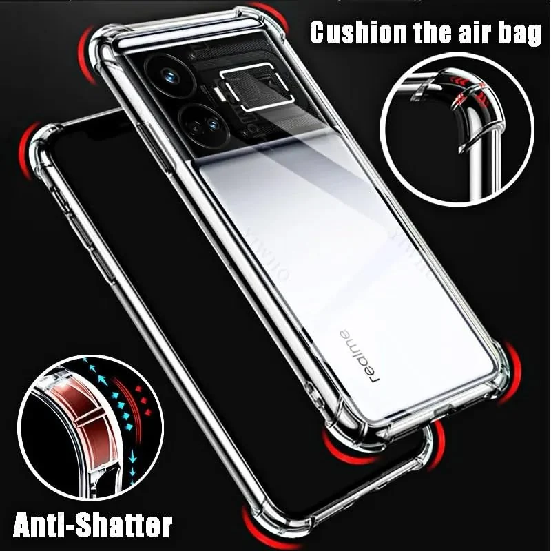 DL3 Mobilak Case Compatible with realme GT5 5G, Cover Silicone Transparen t TPU Gorilla Anti-shock Protector Camera Shockproof Corners - Clear
