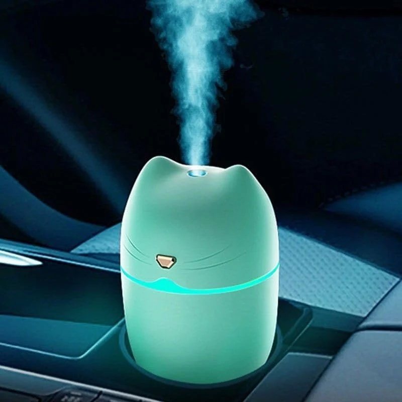 Mobigon Wood Cool Mist Ultrasonic Humidifier for Room Moisture, Aroma Diffuser for Home, 260ml Essential Oil Diffuser with 7 Colorful Night Light, Auto Shut-Off, Home, Office, car - Turquoise