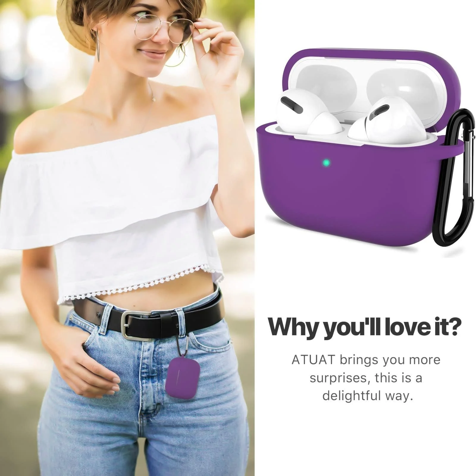 DL3 Mobilak Compatible with AirPods Pro 3 (2025) Generation Case Cover, Protective Silicone Skin with Keychain for Women Men for Apple AirPods Pro Gen 3 (2025), Front LED Visible - Violt