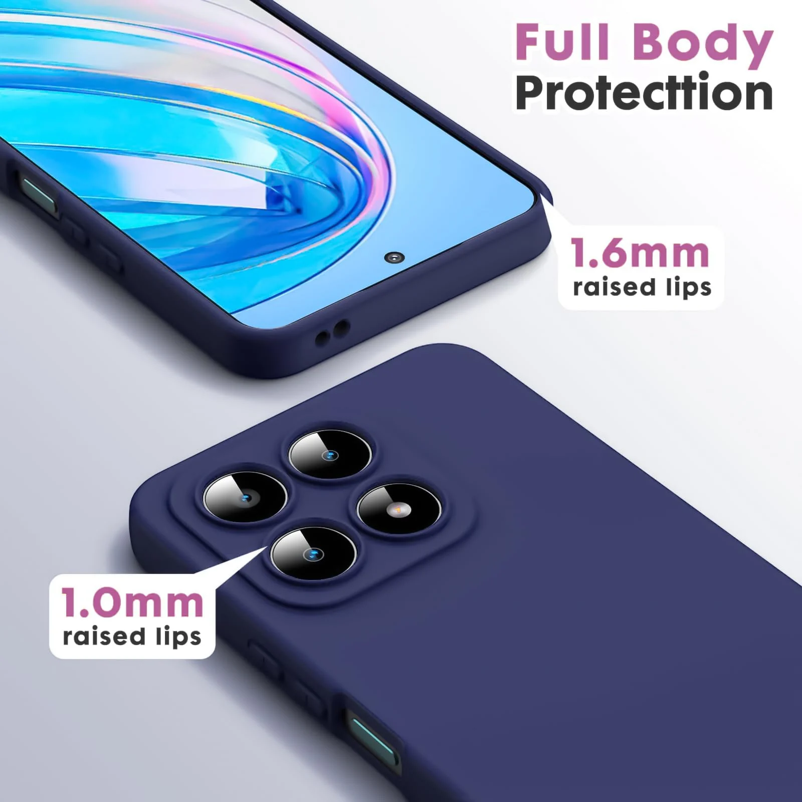 DL3 Mobilak Liquid Silicone Protective Case with Soft Microfiber Lining with Full Camera Protection for Honor X8A - Blue 2