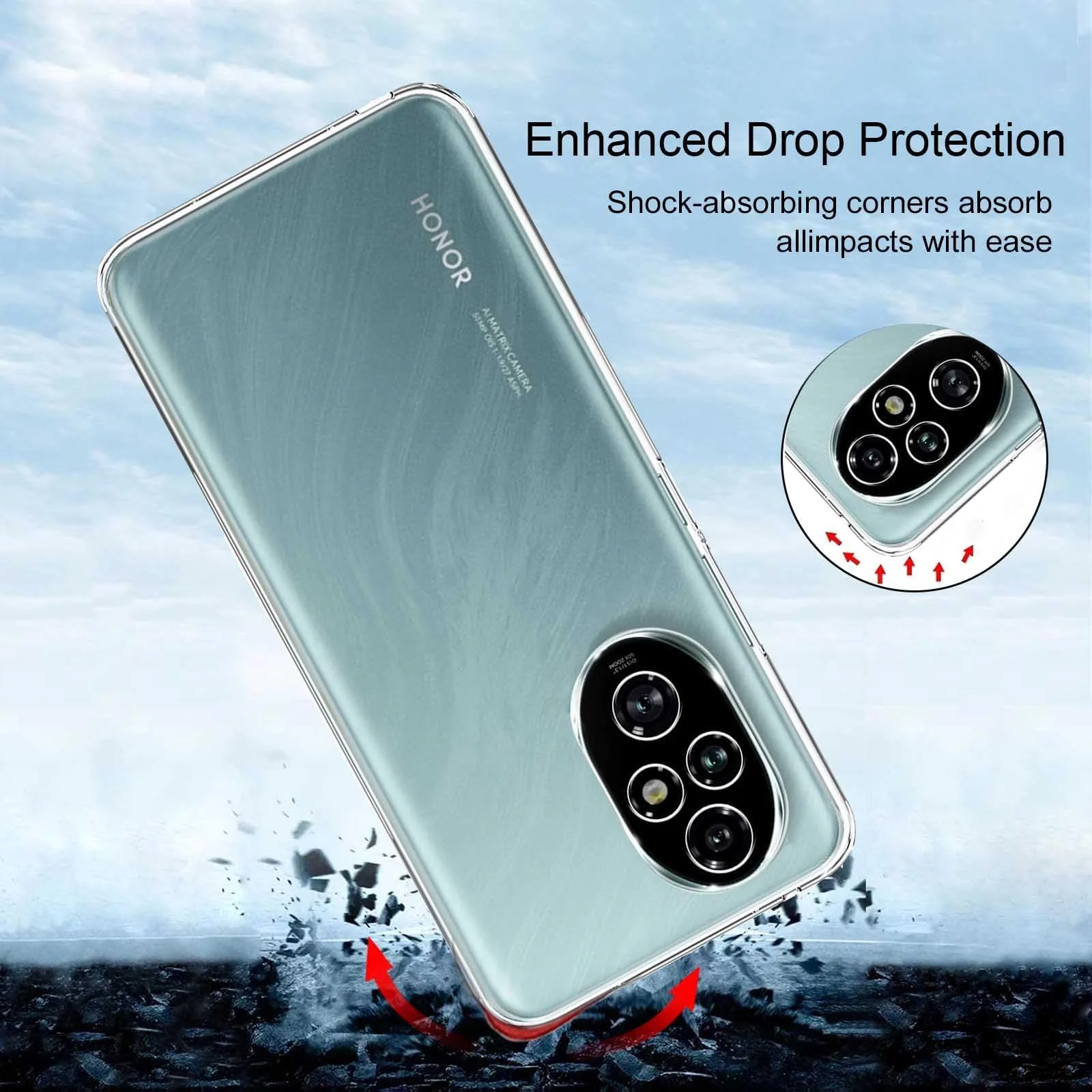 DL3 Mobilak Case Compatible with Honor 200 5G Case Crystal Soft TPU Gel Case Flexible Silicone Anti-Scratch Camera Protection TPU Cover - Clear