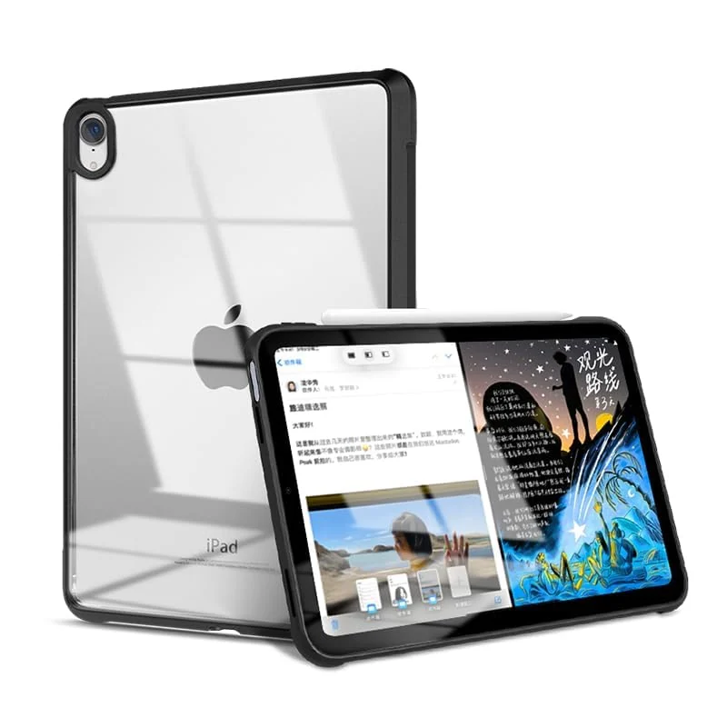 DL3 Mobilak Clear Case for iPad 10th Generation 10.9 Inch 2022, Slim Transparent Hard PC Back Cover TPU Frame Shell, Support Touch ID - Black