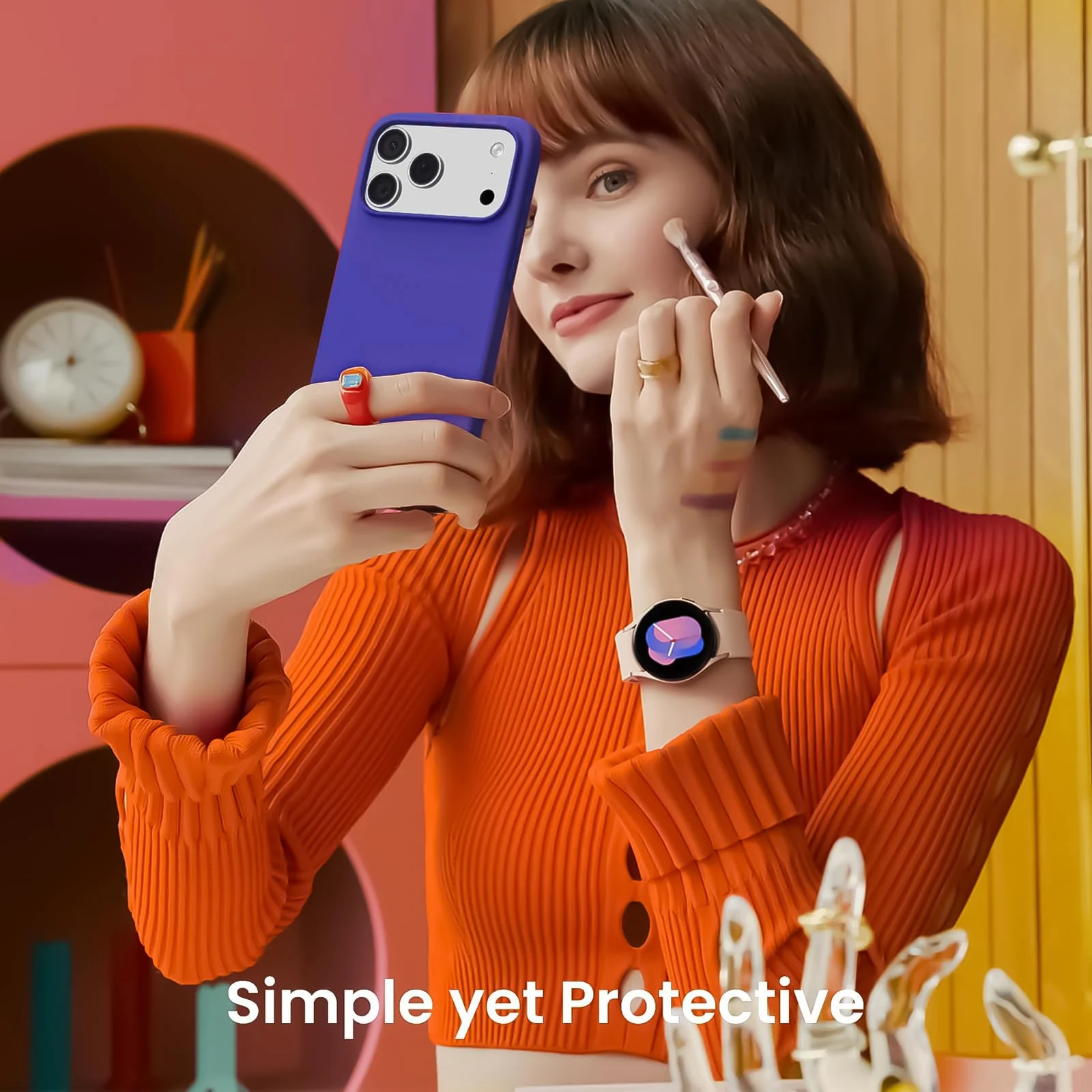 DL3 Mobilak Liquid Silicone Protective Case for iPhone 17 Pro 6.3-Inch with Microfiber Lining and Shockproof Design - Pepsi