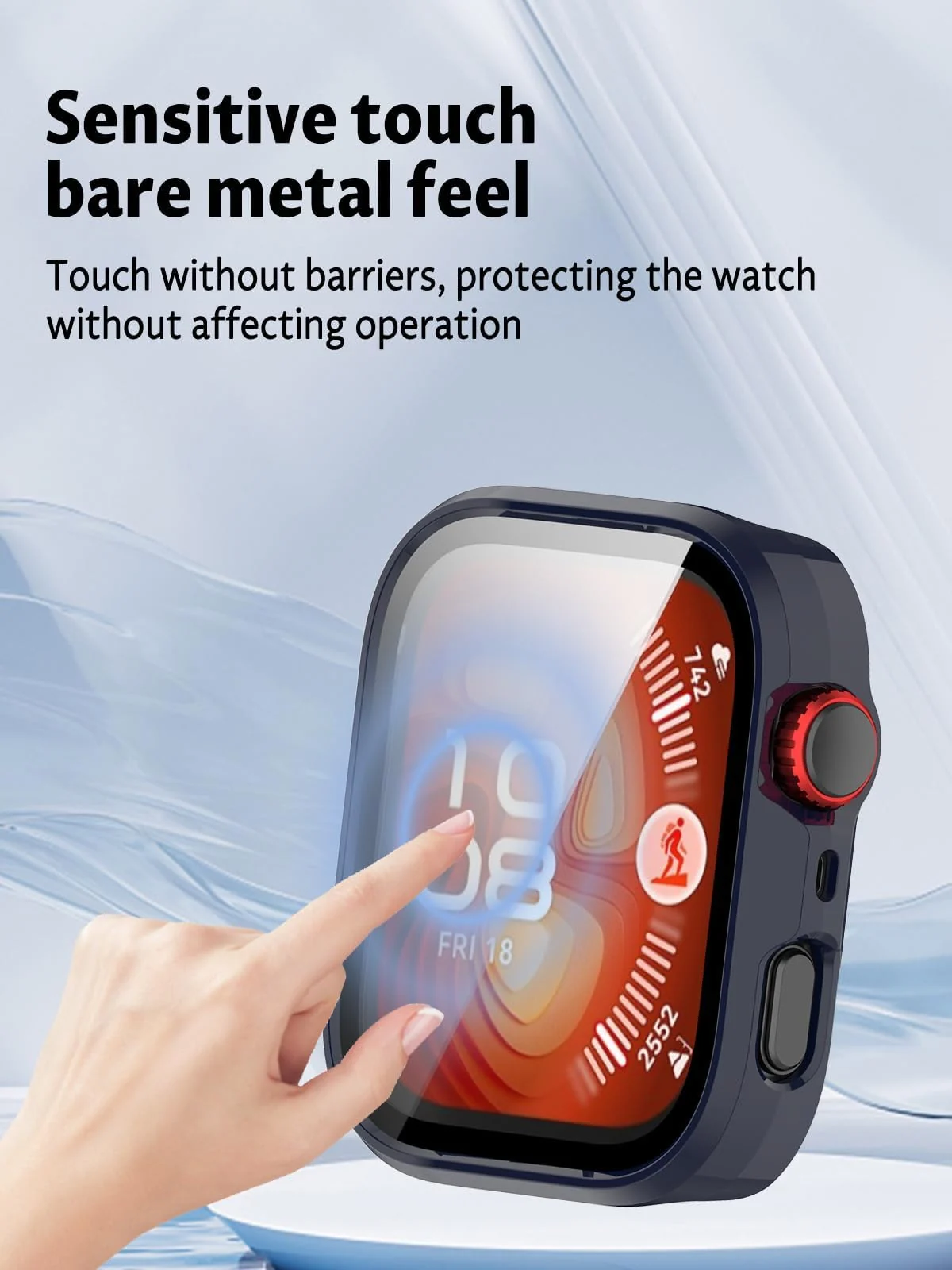 DL3 Mobilak Case Compatible with Huawei Watch Fit 4 Pro, Full Coverage Slim Hard Case Protective Bumper Built-in Tempered Glass Screen Protector Shell for Huawei Watch Fit 4 Pro - Blue