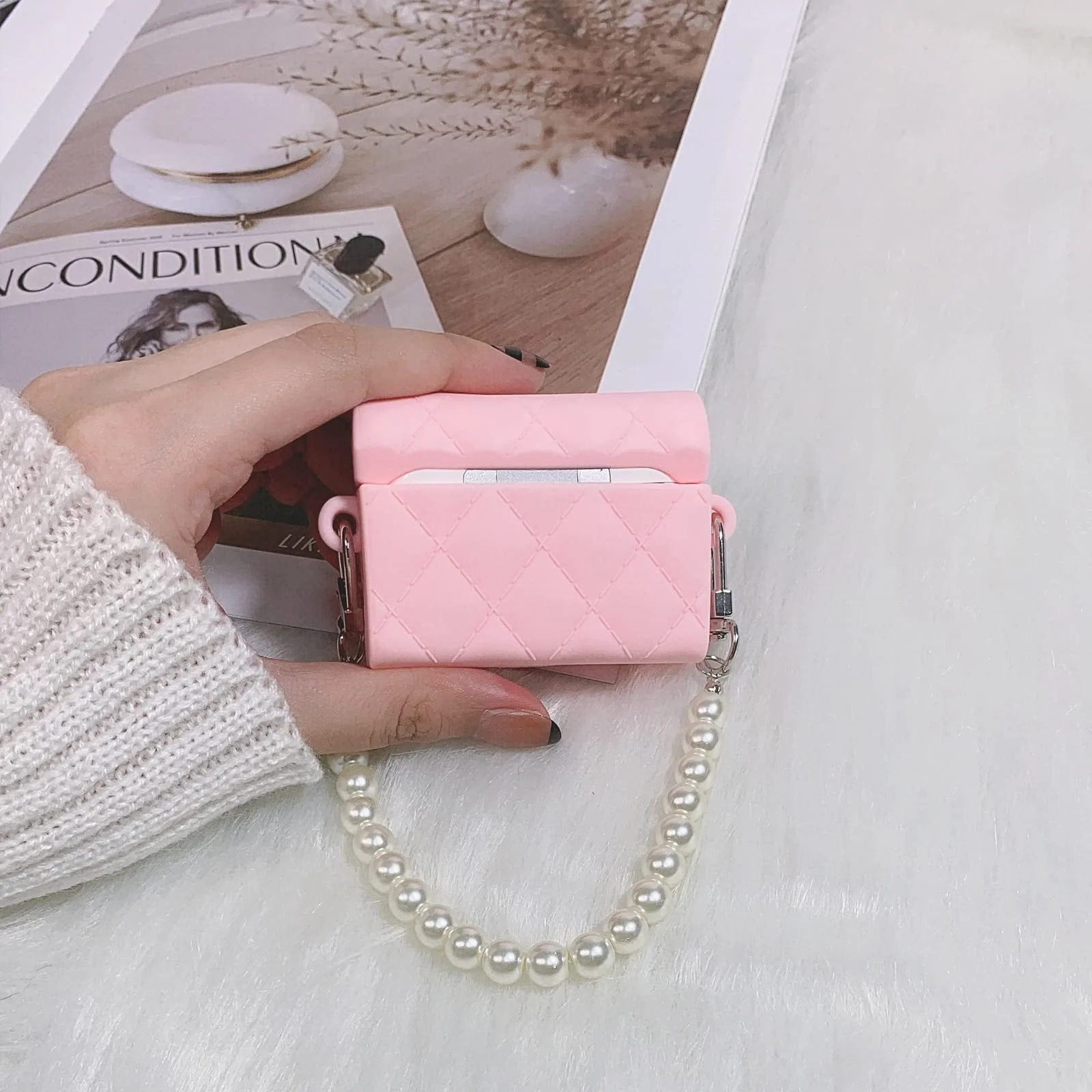 DL3 Mobilak For AirPods 3 Case Soft Silicone Shockproof Cover for Apple AirPods 3rd, New 3D Cute Cartoon Creative Fun Case Skin with Keychain Design for Air pods 3rd Charging Case - Bag Pink