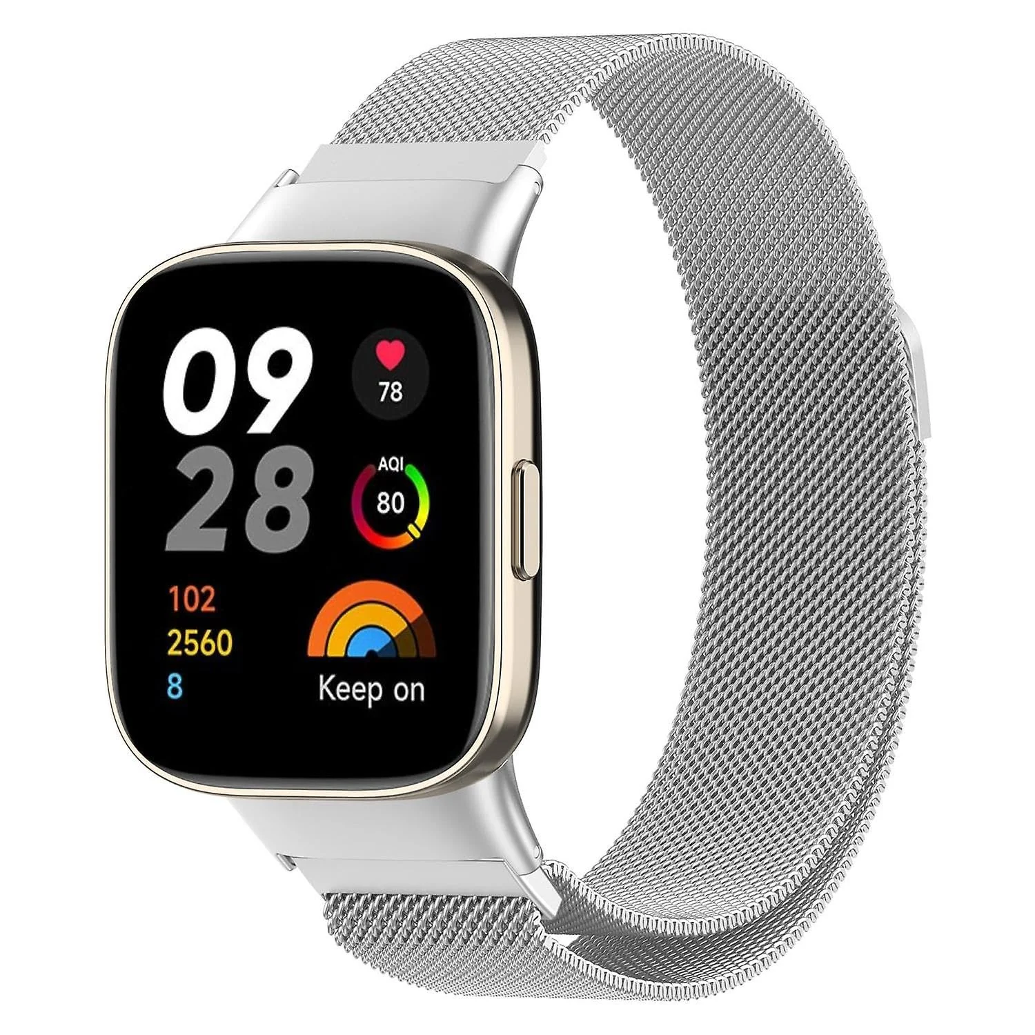DL3 Mobilak Bracelet Compatible with Xiaomi Redmi Watch 3, Woven Stainless Steel Watch Strap, Mesh Metal Wrist Adjustable Replacement Strap Women Men for Xiaomi Redmi Watch3 - Silver