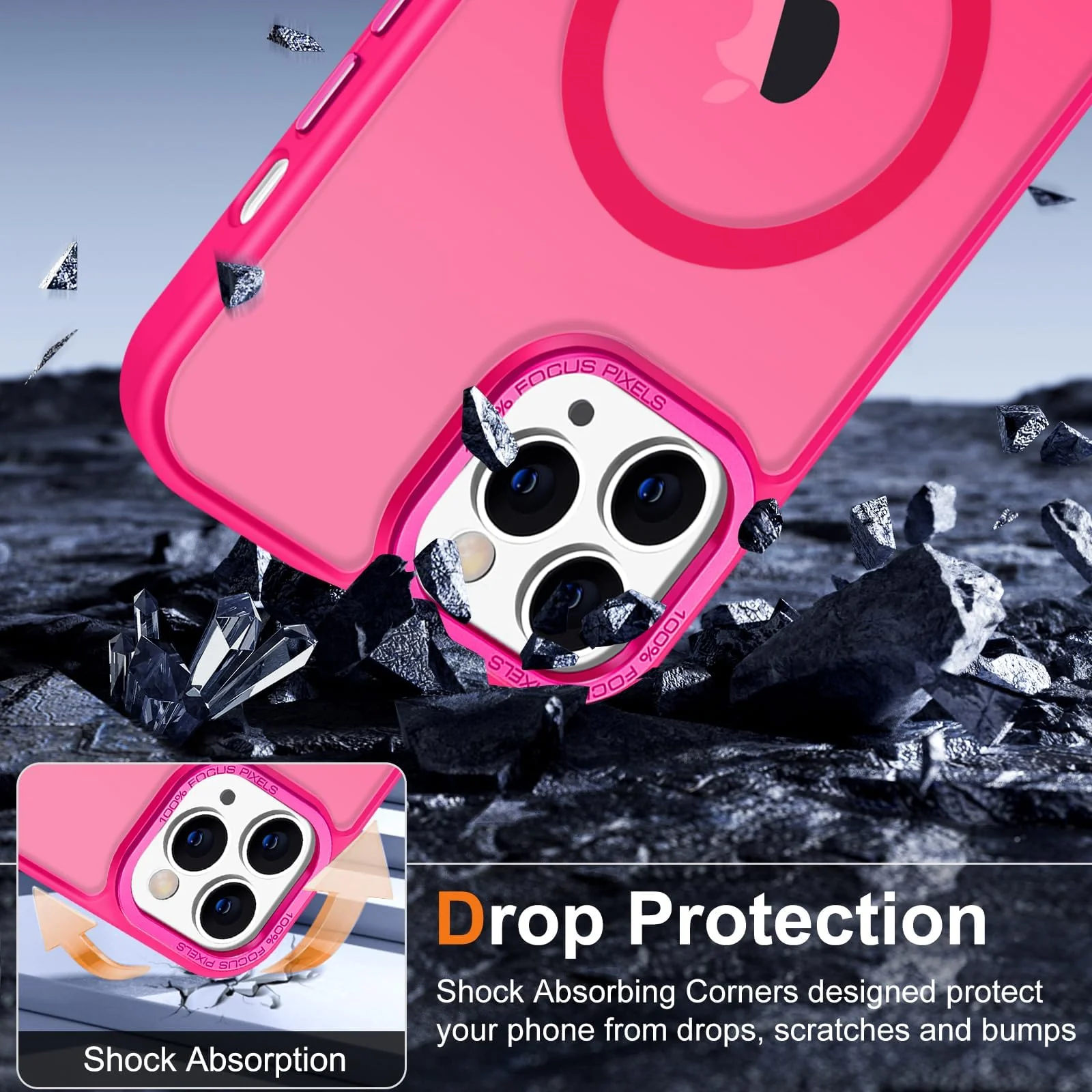 DL3 Mobilak Wallet Case with Card Slot for iPhone 11 Pro with Ring Holder and Magnetic Car-Mount Support - Hot Pink