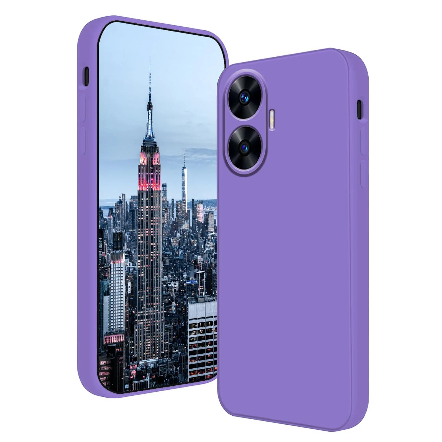 DL3 Mobilak Silicone Protective Case for realme C55 / realme Narzo N55, Shock-absorbing protection, Scratch-resistant surface, Soft microfiber lining - Light Purple