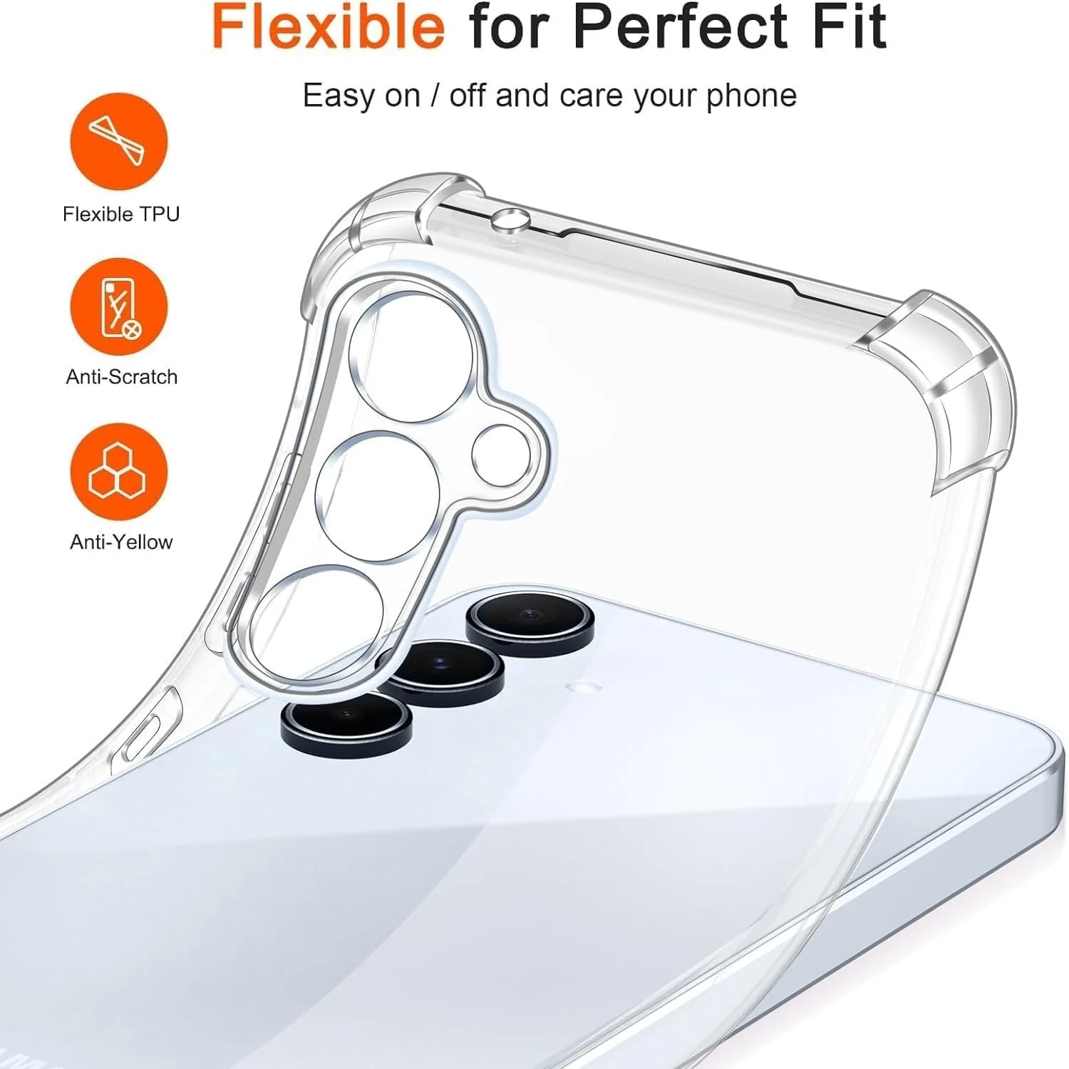 DL3 Mobilak Case Compatible with Samsung Galaxy A35 5G, Cover Silicone TPU Gorilla Anti-shock Protector Camera Shockproof Corners - Clear