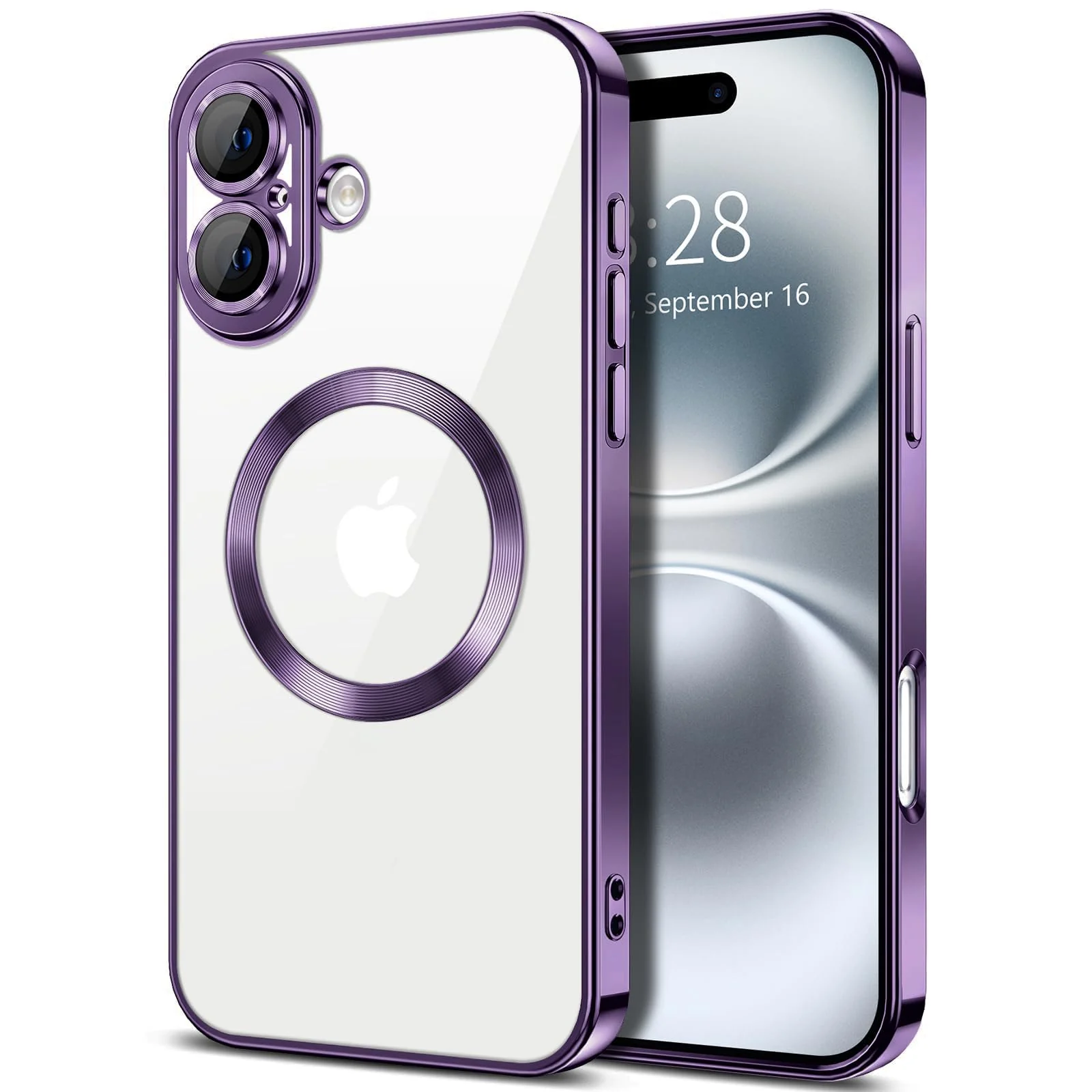 DL3 Mobilak Plated-Edge TPU Protective Case with Camera Protection for iPhone 16 Plus - Deep Purple