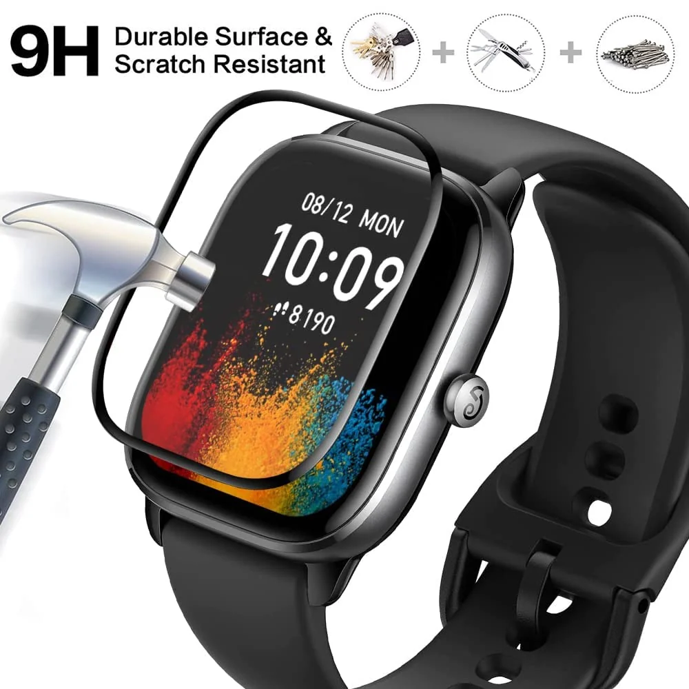 DL3 Mobilak Screen Protector For Amazfit GTS 4 mini, 3D Curved Soft Edge Protective Film [Anti-Scratch] [Bubble Free] [Ultra Shatterproof] [High Sensitive] (Not Glass) - Black