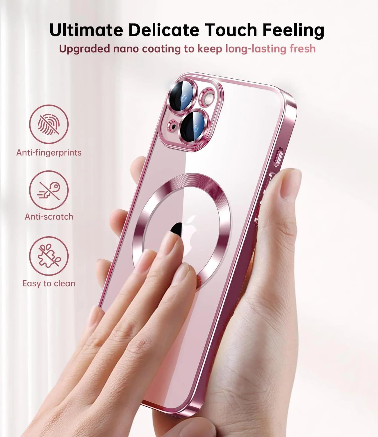 DL3 MOBILAK MagSafe Phone Case with Camera Lens Protector for Apple iPhone 13, Rose Gold