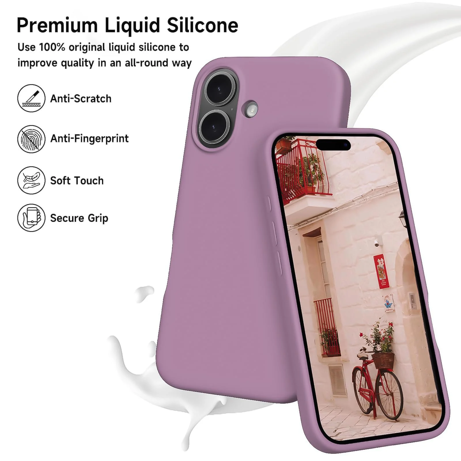 DL3 Mobilak Compatible with iPhone 16+ Plus 6.7-Inch Case, Premium Liquid Silicone Case, Full Body Protective Cover, Shockproof, Slim Phone Case, Anti-Scratch Soft Microfiber Lining - Cashmere