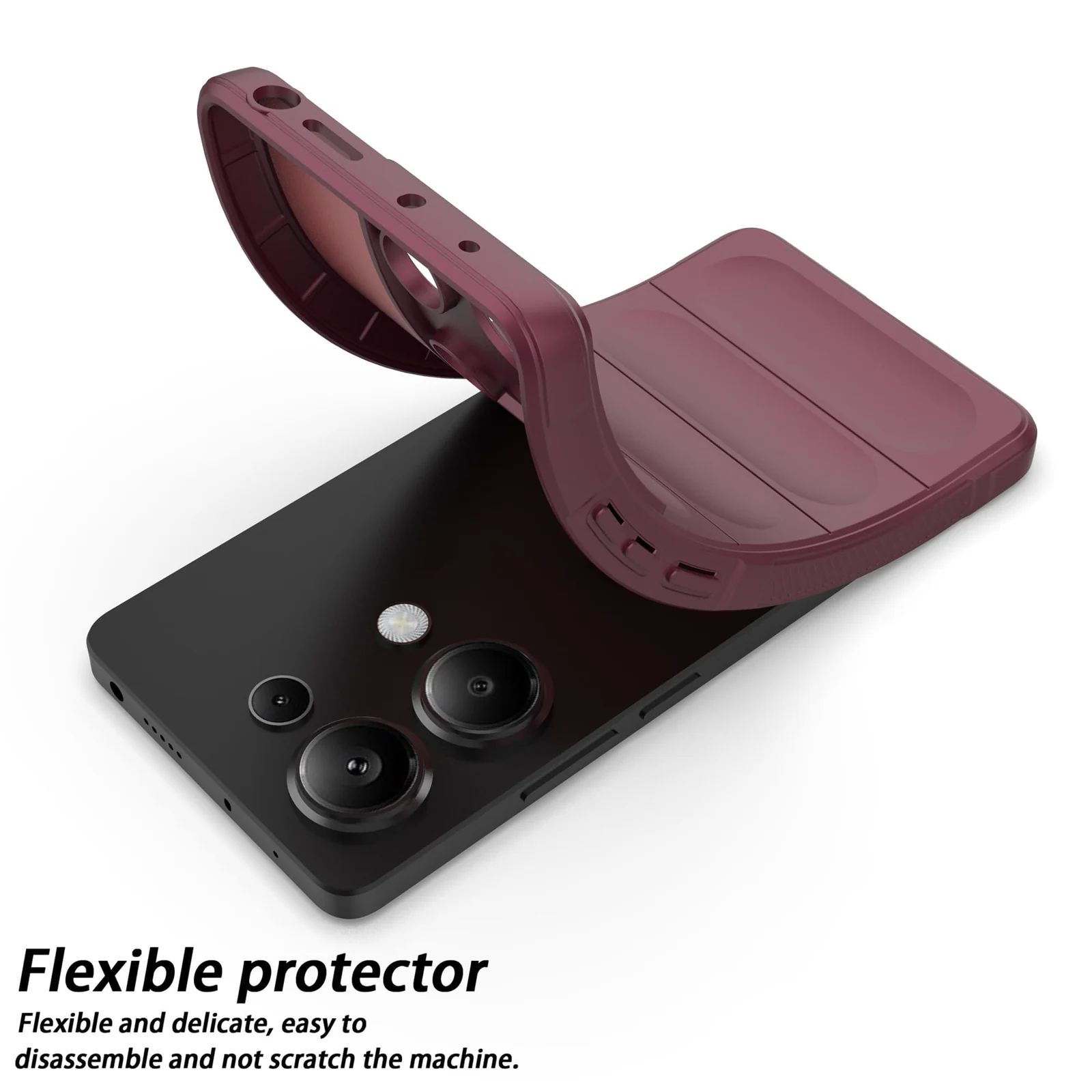 DL3 Mobilak Silicone Case for Xiaomi Redmi Note 13 Pro 4G/Poco M6 Pro 4G Heavy Duty Protective Shockproof Soft Flexible Protective Design Shock-TPU Cover With Camera Protection - Wine Red