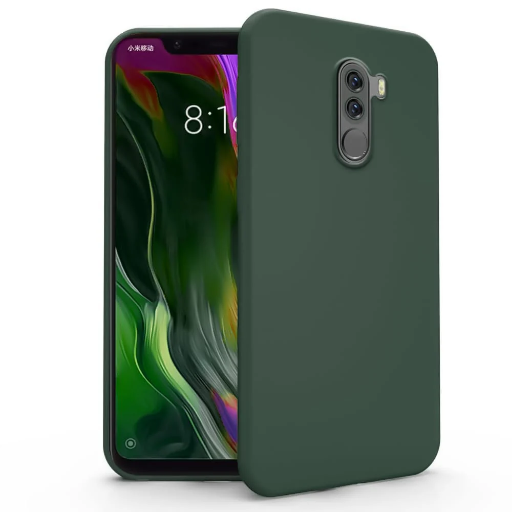 DL3 Mobilak Liquid Silicone Protective Case for Xiaomi Poco F1 with Microfiber Lining and Shockproof Design - Light Green
