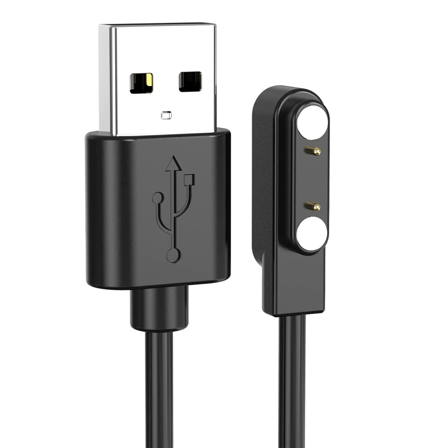 DL3 Mobilak Magnetic Charger Compatible with YAMAY SW022, AGPTEK LW11, Ticwatch GTX, Xiaomi Haylou Solar LS05 - USB 2 Pins 4mm 0.16inch Charging Cable 100cm - Fitness Smartwatch Accessories - Black
