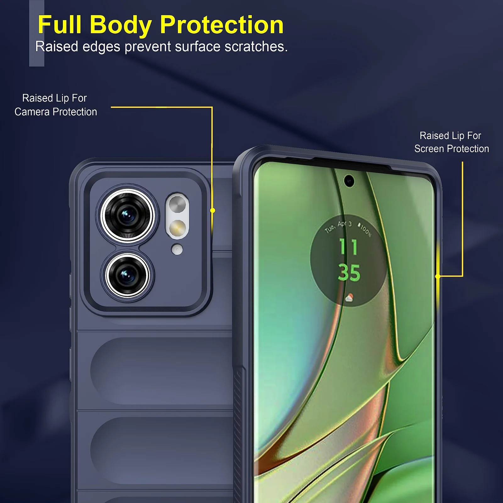 DL3 Mobilak Silicone Case for Motorola Edge 40 5G Heavy Duty Protective [Slim Fit] Shockproof Soft Flexible Protective Design Shock-Absorption TPU Cover With Camera Protection - Blue