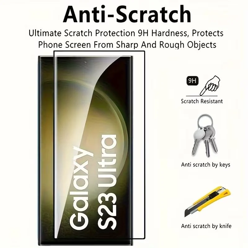 Mobigon Screen Protector for Samsung Galaxy S23 Ultra 5G, Tempered Glass Screen Saver Premium HD Protective, Scratch Resistant, NO-Bubble, 9H Hardness, Full Coverage Film - Clear
