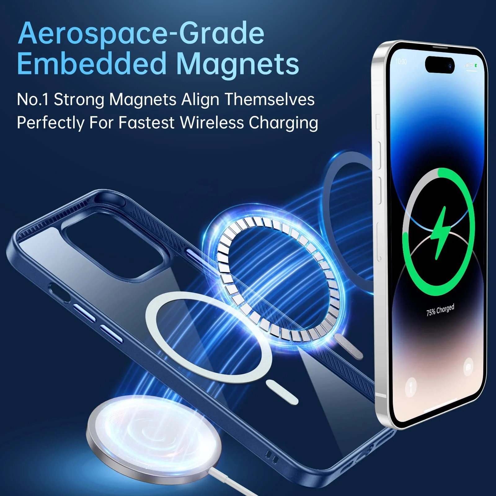 DL3 Mobilak Clear TPU Case for iPhone 14 (6.1 Inch), Compatible with MagSafe accessories, Shock-absorbing protection, Anti-fingerprint finish - Blue