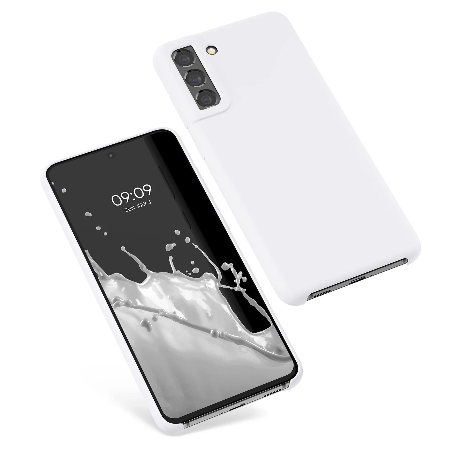 DL3 Mobilak Compatible with Samsung Galaxy S21 FE 5G Case, Liquid Silicone Case, Full Body Protective Cover, Shockproof, Slim Phone Case, Anti-Scratch Soft Microfiber Lining - White