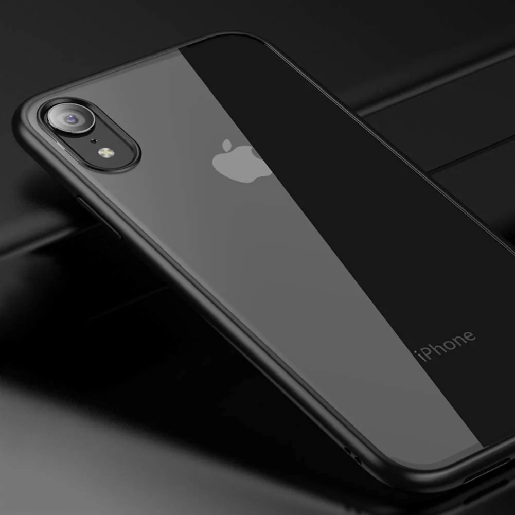 DL3 MOBILAK Case Compatible With iPhone XR, Clear Case Shockproof Hard PC +Soft Silicone [Not Yellowing] Transparent Protective Slim Case Phone - Black