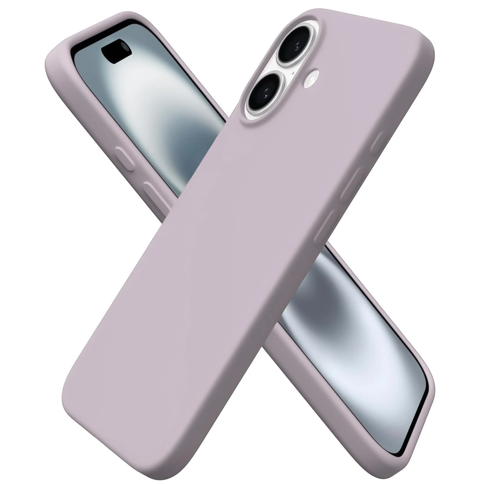 DL3 Mobilak Liquid Silicone Protective Case with Soft Microfiber Lining for iPhone 16 - Lavender Pink