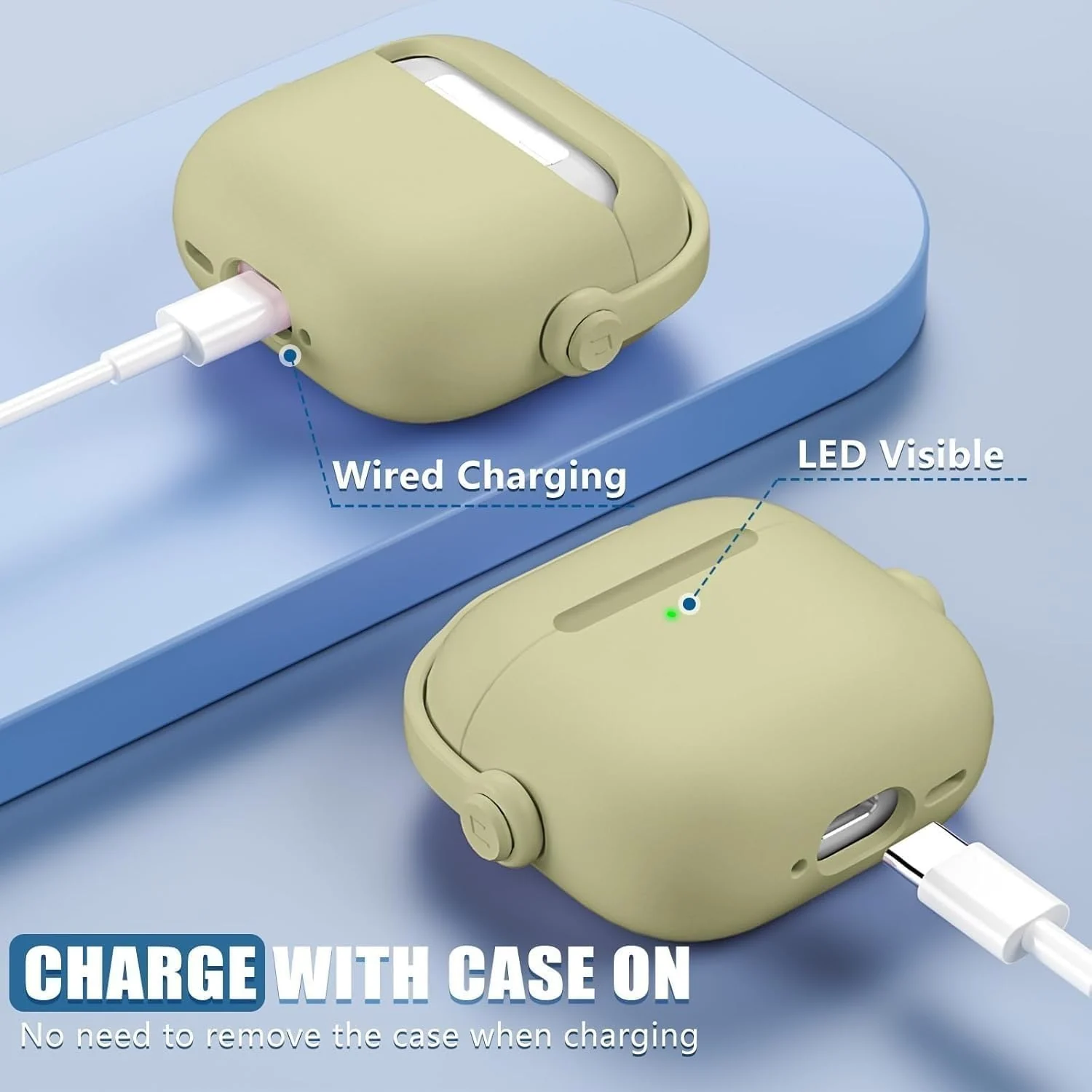 DL3 Mobilak Case for AirPods 3 Protective [With Closure Lid] [Front LED Visible] [With Wrist Strap] Skin Case Compatible with Airpod 3rd Generation 2021 - Straw Yellow