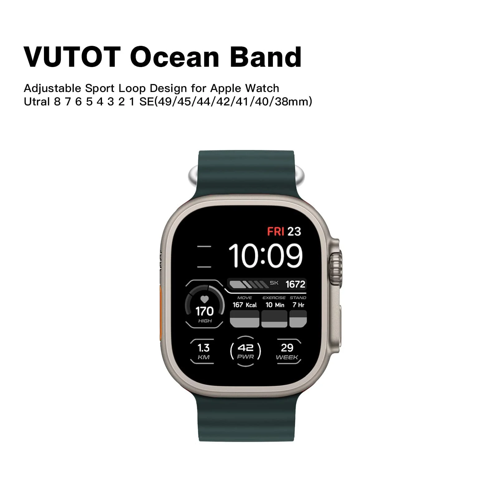 DL3 Mobilak Ocean Band For Apple Watch Ultra 49mm 45mm 44mm 42mm 41mm 40mm 38mm, Soft Silicone Sport Wristbands Replacement Strap iWatch Ultra SE 8 7 6 5 4 3 2 1 (Cypruce, 42MM/44MM/45MM/49MM) - Cypruce Green