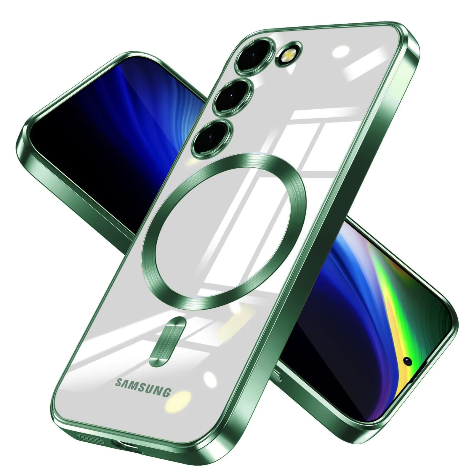 DL3 Mobilak Clear TPU Case with Electroplated Edges for Samsung Galaxy S23 with Camera Protection - Green