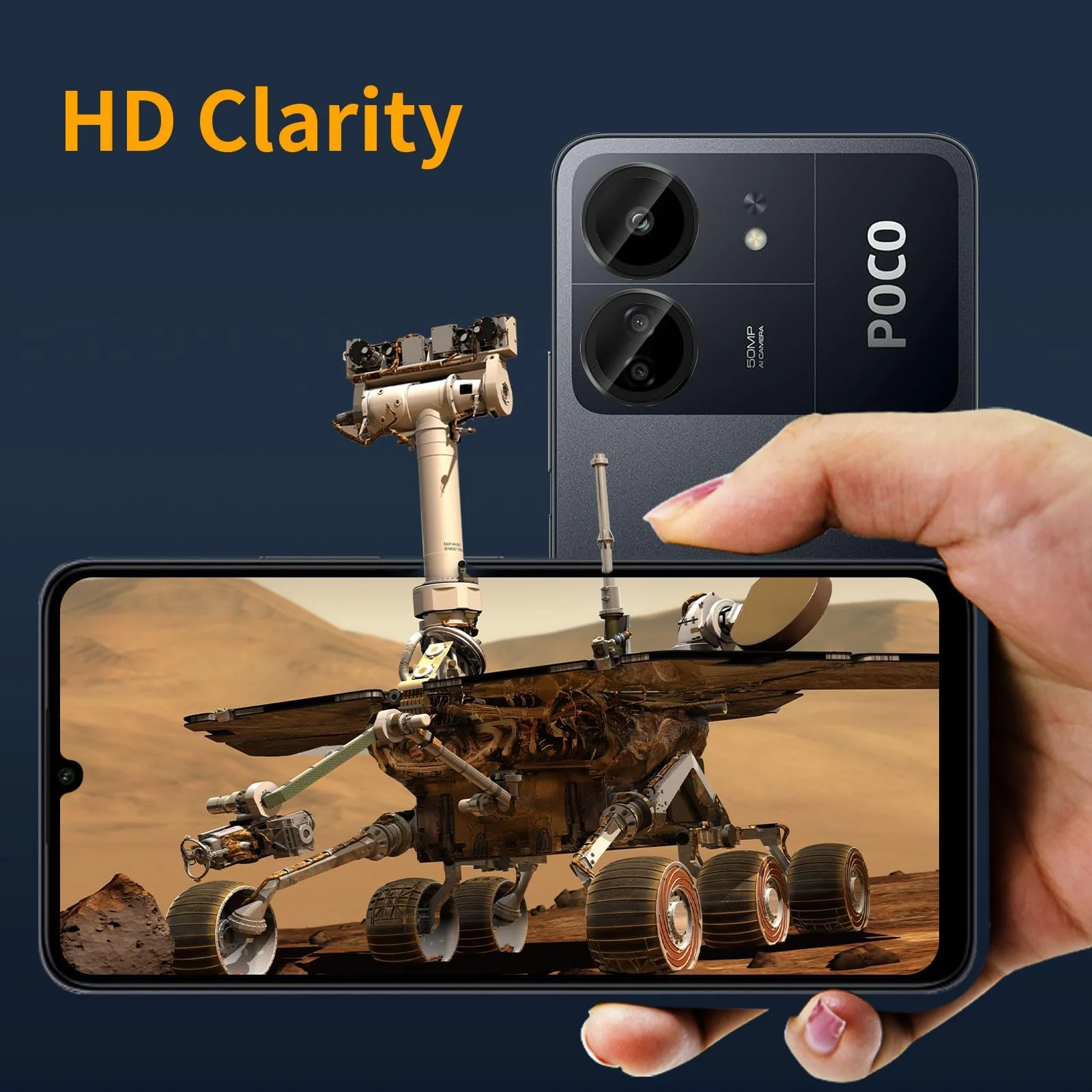 DL3 Mobilak Camera Lens Protector for Xiaomi Redmi 13C / Xiaomi Poco C65 Accessories, 9H Tempered Glass Metal Individual Ring Camera Cover Screen Protector, Case Friendly, Anti Scratch - Black