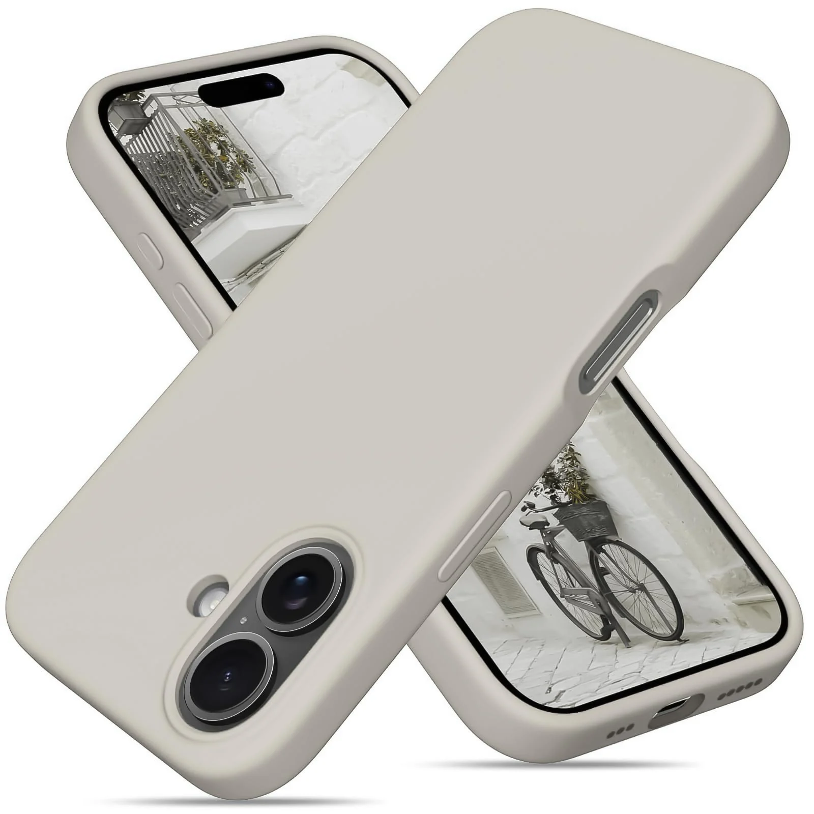 DL3 Mobilak Compatible with iPhone 16 6.1-inch Case, Premium Liquid Silicone Case, Full Body Protective Cover, Shockproof, Slim Phone Case, Anti-Scratch Soft Microfiber Lining (Off White 2) - Off-White 2