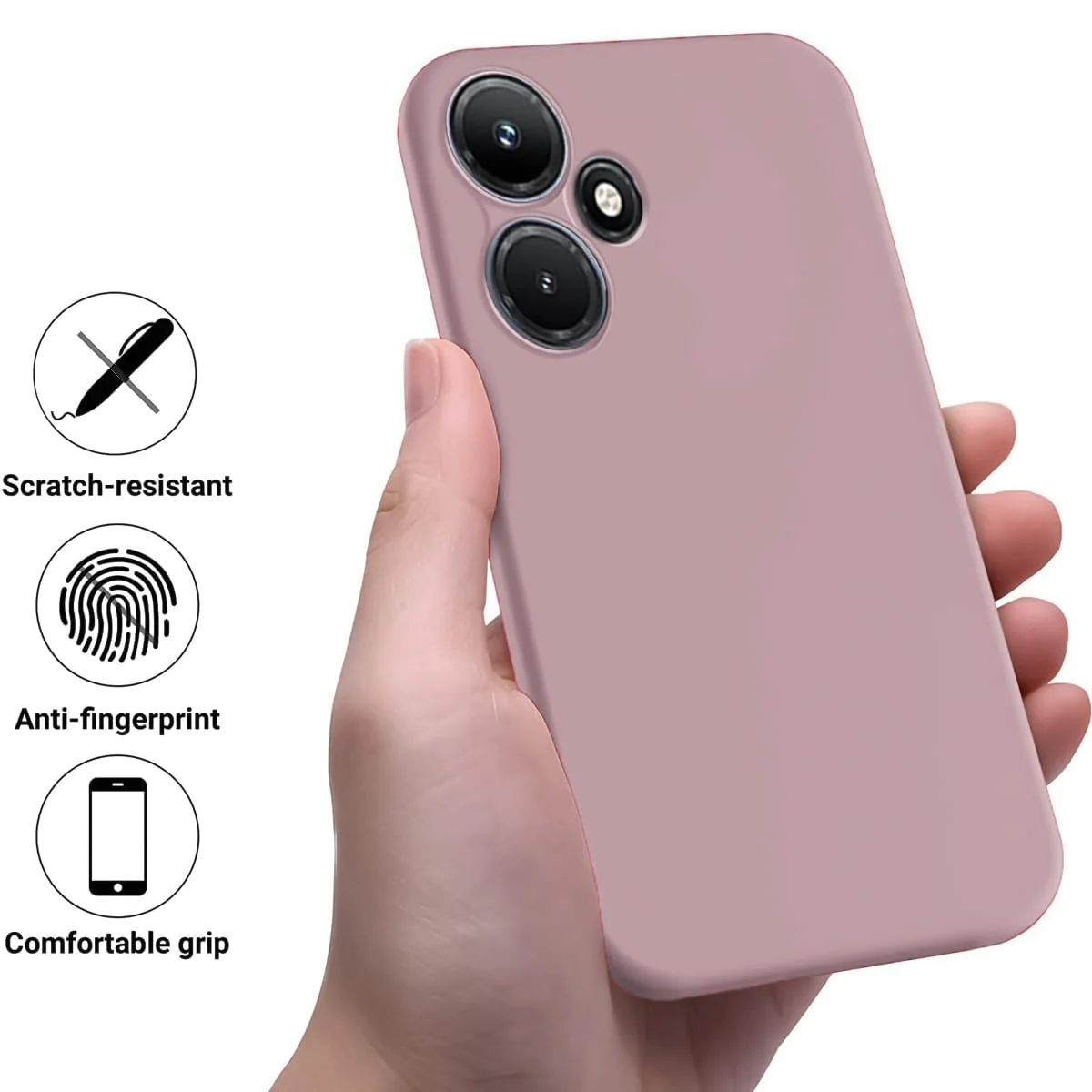 DL3 Mobilak Liquid Silicone Protective Case with Soft Microfiber Lining with Full Camera Protection for Infinix Hot 30i - Cashmere