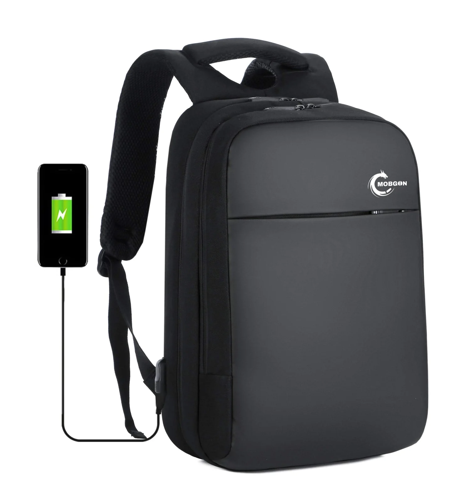 Mobigon Business Laptop Backpack, 15 Inch Travel Laptop Bag Rucksack with USB Charging Port, Water-Resistant Bag Daypack for Work College Computer Men Women Backpack For MacBooks - Black