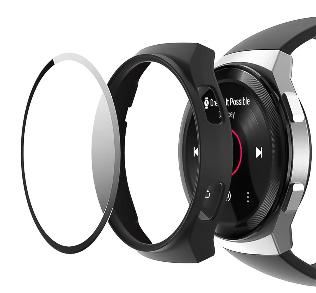 DL3 Mobilak Protective Case Compatible with Huawei Watch GT 2e 9H Hardness PC Case Bumper Full Slim Protective Cover with Tempered Glass For Huawei GT2e