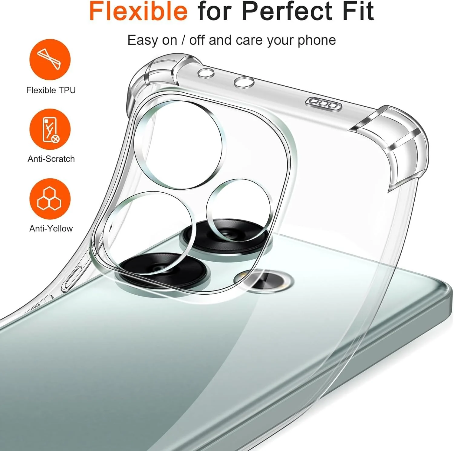 DL3 Mobilak Case Compatible with Xiaomi Poco F6 5G, Cover Silicone Transparent TPU Gorilla Anti-shock Protector Camera Shockproof Corners - Clear