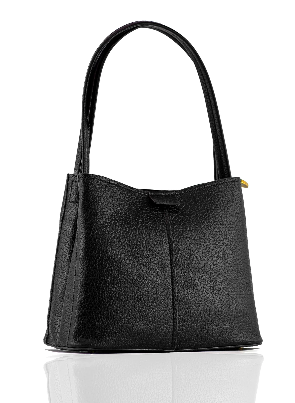 Mobigon Premium Women’s Handbag with Pebbled PU Leather, Elegant Top-Handle Design, 3 Organized Compartments, Zippered Center with Inner Pockets & Magnetic Closures for Work & Daily Use - Black