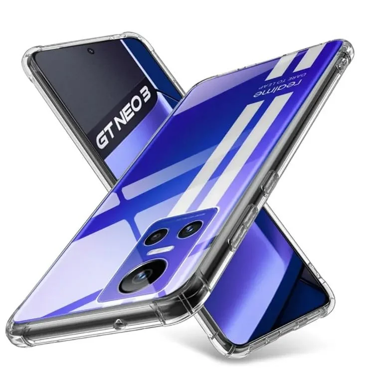 DL3 Mobilak Case Compatible with realme GT Neo 3, Cover Silicone TPU Gorilla Anti-shock Protector Camera Shockproof Corners - Clear