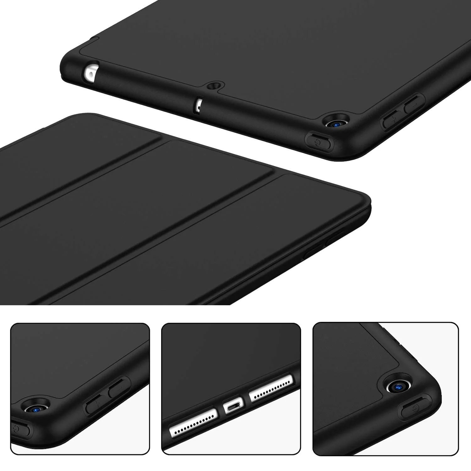 DL3 Mobilak iPad 9th/ 8th/ 7th Generation, Case for iPad 10.2-Inch 2021/2020/ 2019 with Pencil Holder, iPad 7th Gen 2019 Case with Soft Baby Skin Silicone Back, Auto Wake/Sleep Cover - Black