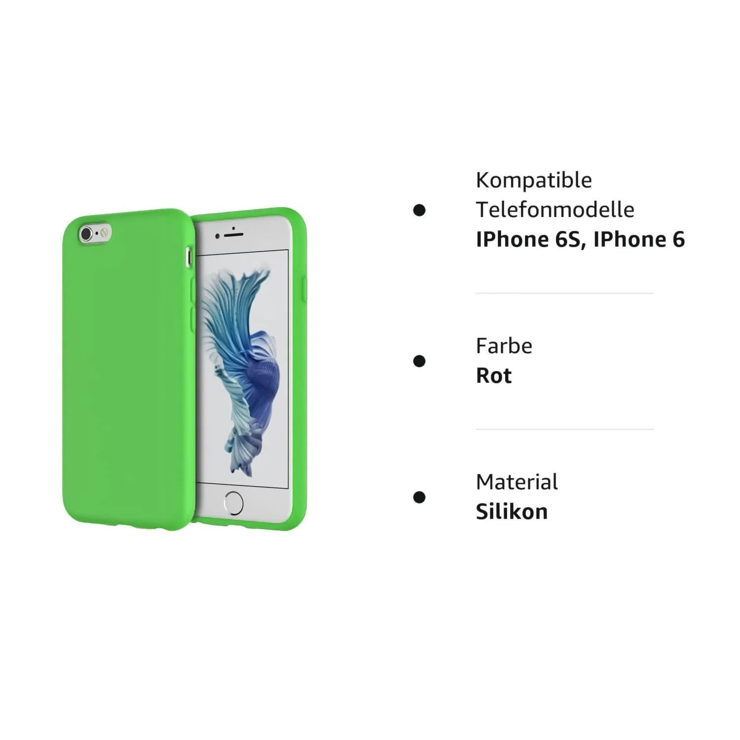 DL3 Mobilak Compatible with iPhone 6 / 6S Case, Liquid Silicone Case, Full Body Protective Cover, Shockproof, Slim Phone Case, Anti-Scratch Soft Microfiber Lining - Neon Green