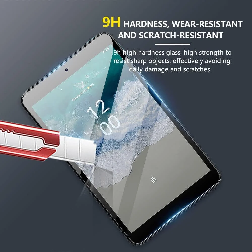 DL3 Mobilak Screen Protector For Nokia T10 8 Inch Tablet Tempered Glass Film [HD Crystal ] [Easy Installation] [Scratch Resistant] [9H Hardness] - Clear