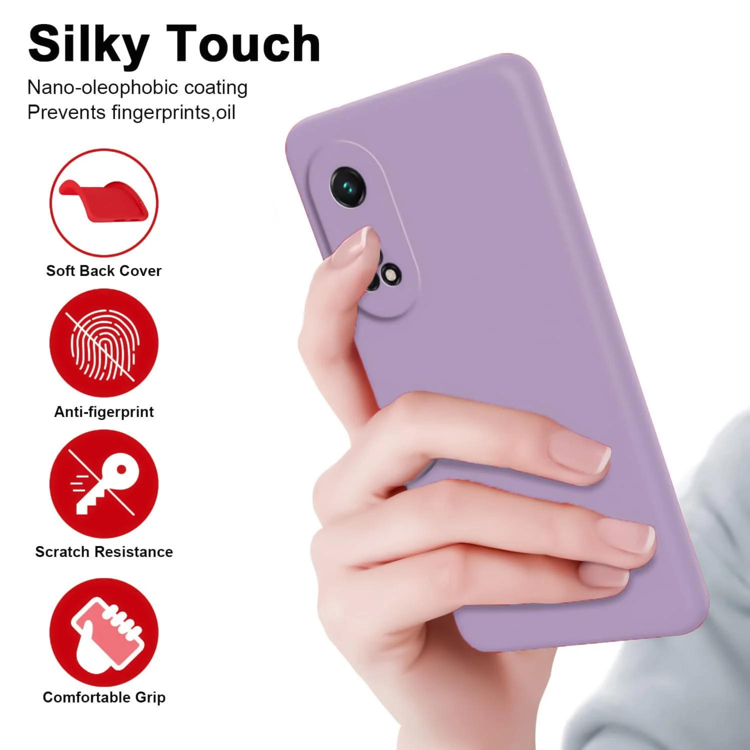 DL3 Mobilak OPPO Reno 8T 4G (Not 5G) Case, Soft Flexible Silicone Gel Rubber Bumper Cover, Full Body Shockproof Protective Phone Case - Lavender