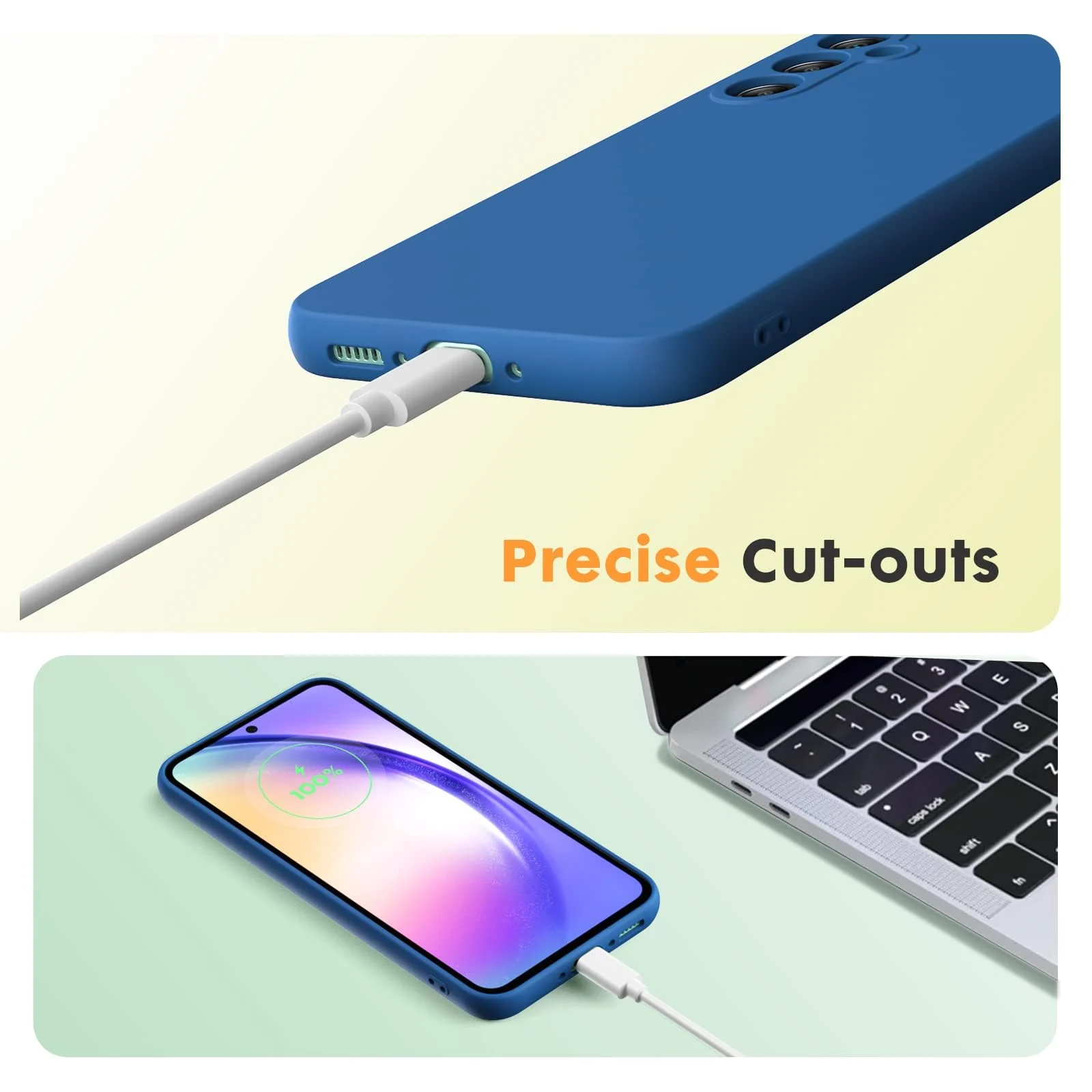 DL3 Mobilak Silicone Protective Case for Samsung Galaxy A24 4G, Shock-absorbing protection, Scratch-resistant surface, Soft microfiber lining - Royal Blue