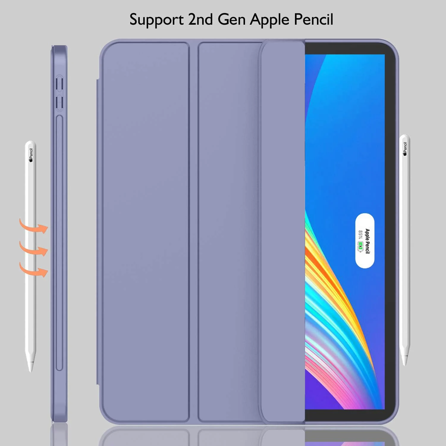 DL3 Mobilak iPad Pro 11 Inch Case 2022(4th Gen)/2021(3rd Gen)/2020(2nd Gen) with Pencil Holder, Smart Case [Support Touch ID and Auto Wake/Sleep] with Auto 2nd Gen Pencil Charging - Lavender