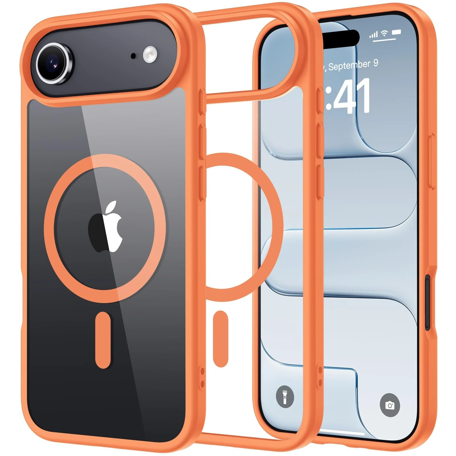 DL3 Mobilak Translucent Matte Case for iPhone 17 Air 6.5-Inch Compatible with, Compatible with MagSafe accessories, Shock-absorbing protection, Scratch-resistant surface - Orange