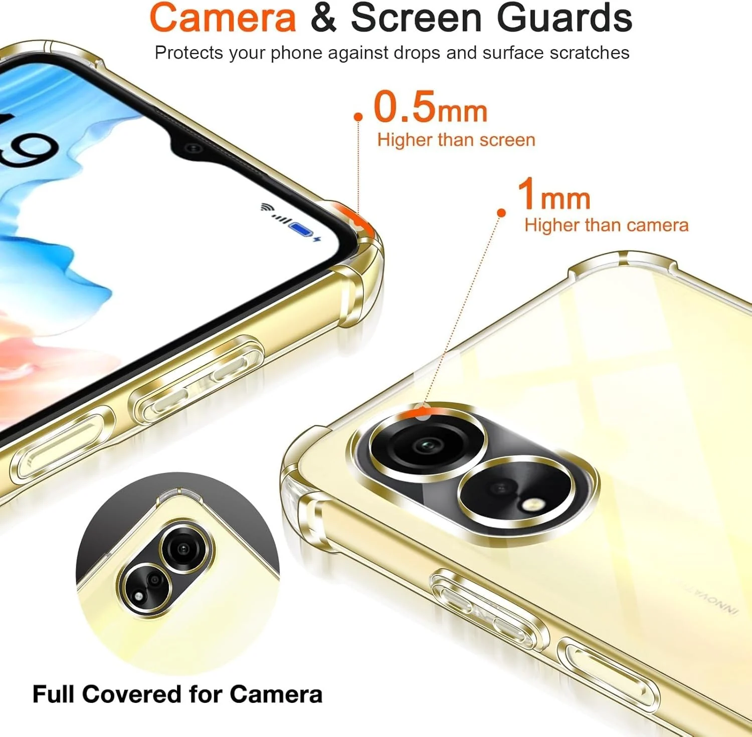 DL3 Mobilak Clear TPU Case for OPPO A38 4G / OPPO A18 4G, Camera protection, Shock-absorbing protection, Scratch-resistant surface - Clear