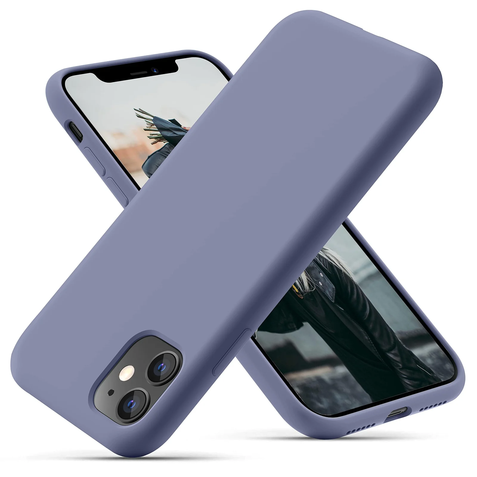 DL3 Mobilak Liquid Silicone Protective Case for iPhone 11 (6.1 Inch) with Camera Protection and Microfiber Lining - Lavender Grey