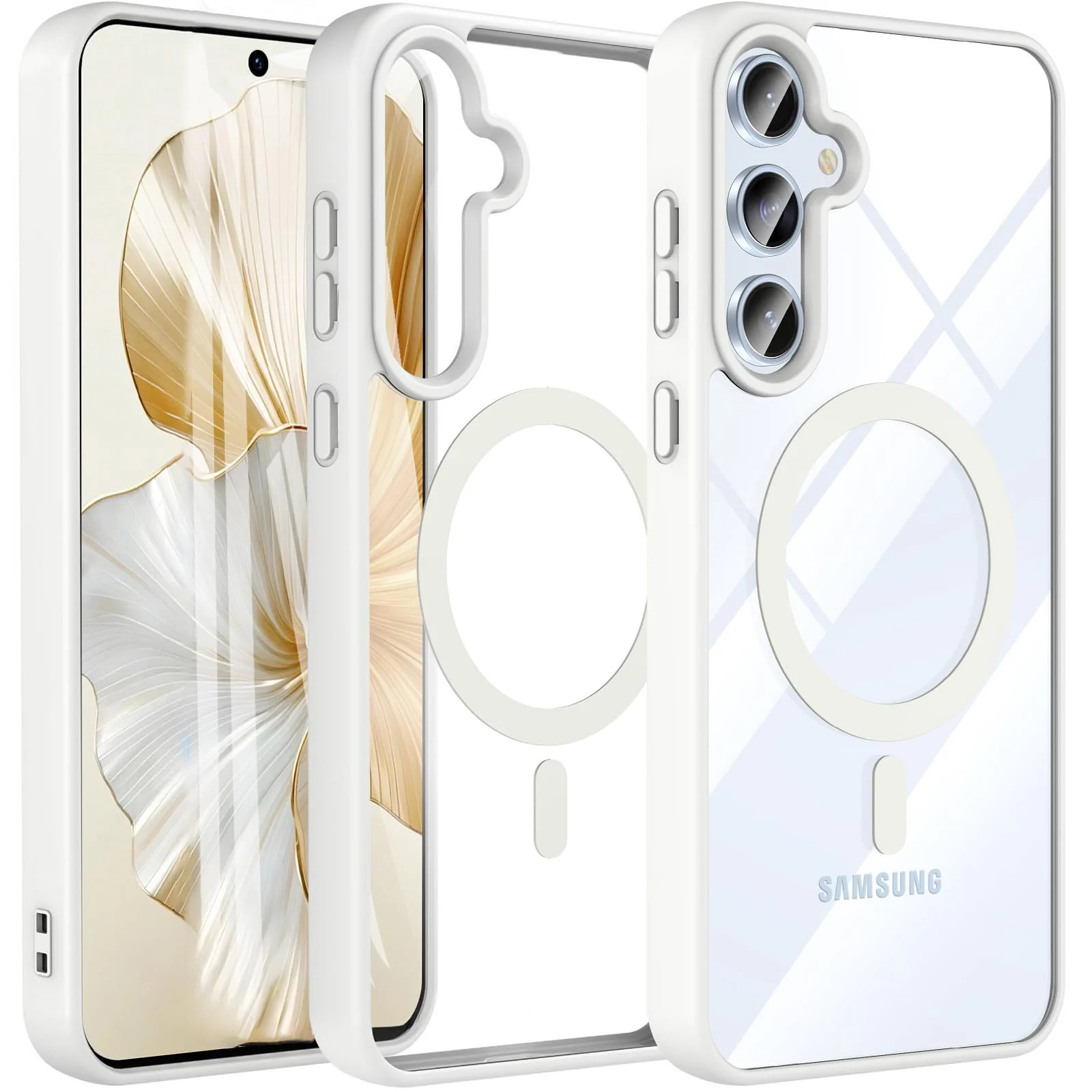 DL3 Mobilak Clear MagSafe-Compatible Magnetic Case for Samsung Galaxy S23 FE with Camera Protection and Military-Grade Protection - White