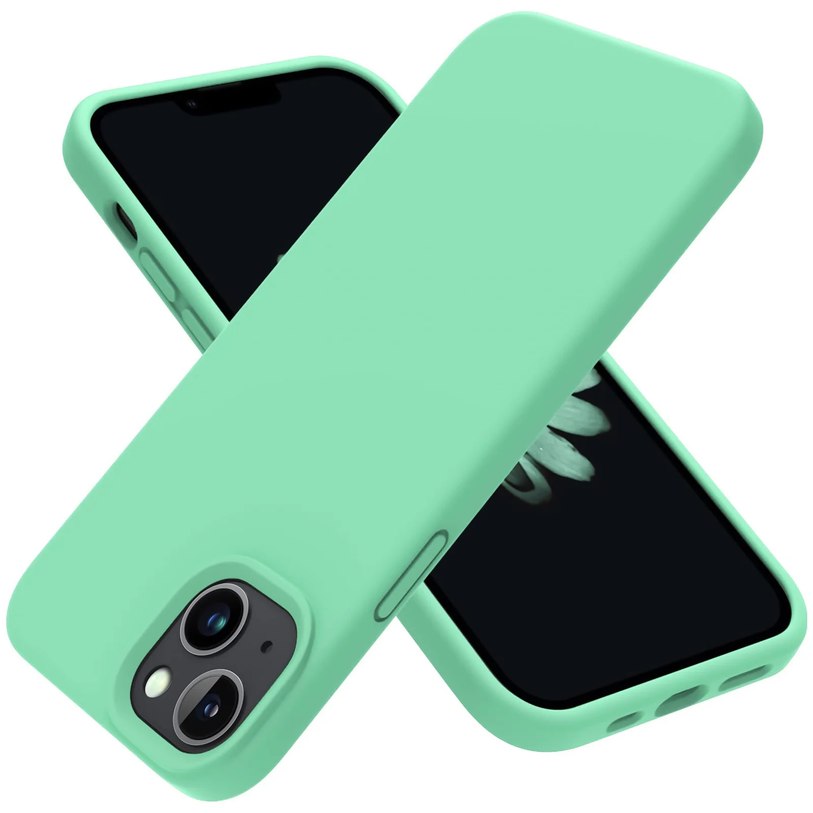"DL3 Mobilak Liquid Silicone Protective Case for 𝐢𝐏𝐡𝐨𝐧𝐞 𝟏𝟓 𝐏𝐥𝐮𝐬, 𝐢𝐏𝐡𝐨𝐧𝐞 𝟏𝟒 𝐏𝐥𝐮𝐬 "" with Camera Protection and Microfiber Lining - Light Green"