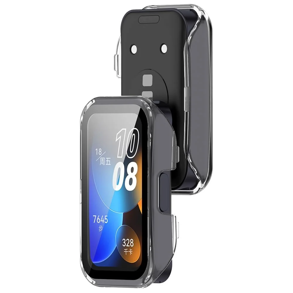 DL3 MOBILAK Protective Case Compatible with Huawei Band 9/8 9H Hardness PC Case Bumper Full Slim Protective Cover with Tempered Glass For HUAWEI Band 8/9 - Clear